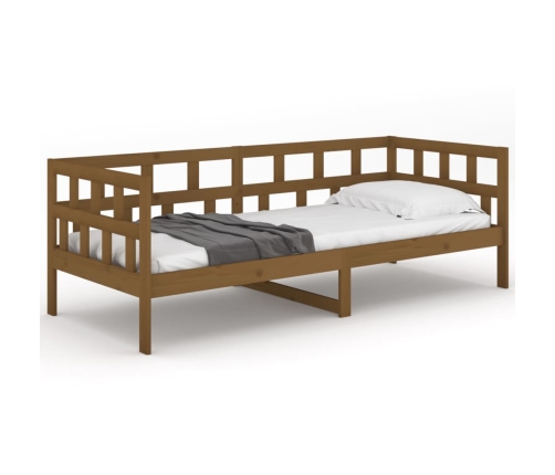 Sofá cama madera maciza de pino marrón miel 80x200 cm