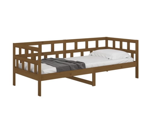 Sofá cama madera maciza de pino marrón miel 80x200 cm