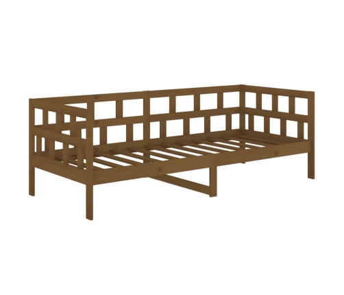 Sofá cama madera maciza de pino marrón miel 80x200 cm