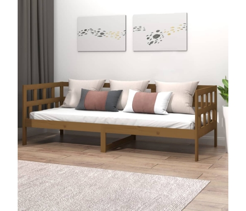 Sofá cama madera maciza de pino marrón miel 80x200 cm