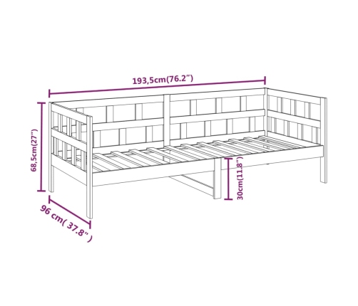 Sofá cama madera maciza de pino blanco 90x190 cm