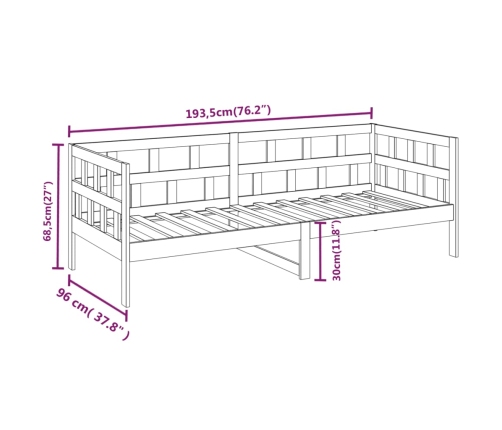 Sofá cama de madera maciza de pino marrón miel 90x190 cm