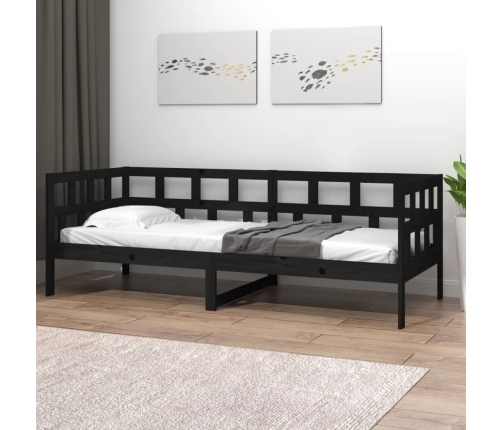 Sofá cama madera maciza de pino negro 90x190 cm