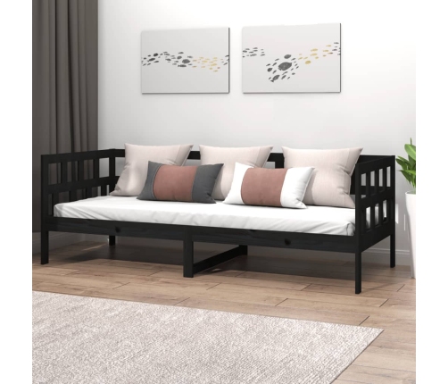 Sofá cama madera maciza de pino negro 90x190 cm