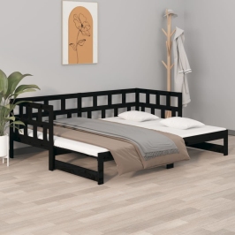 Sofá cama extraíble sin colchón negro 2x(90x200) cm