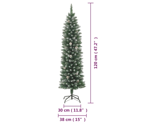 Árbol de Navidad artificial estrecho con soporte PVC 120 cm