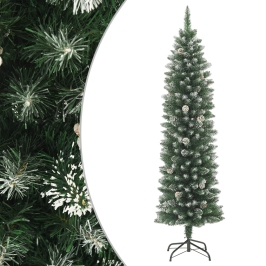 Árbol de Navidad artificial estrecho con soporte PVC 150 cm