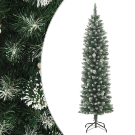 Árbol de Navidad artificial estrecho con soporte PVC 180 cm