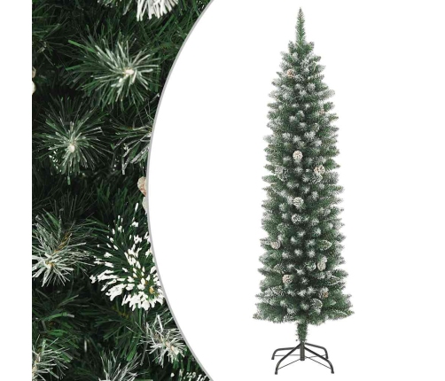 Árbol de Navidad artificial estrecho con soporte PVC 180 cm