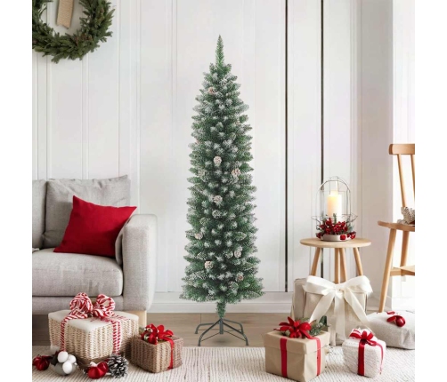 Árbol de Navidad artificial estrecho con soporte PVC 180 cm