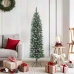 Árbol de Navidad artificial estrecho con soporte PVC 180 cm