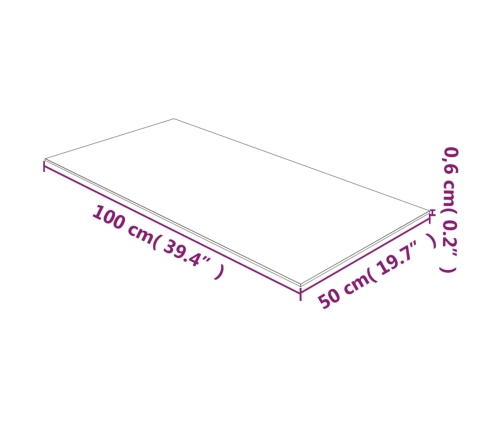 Superficie de mesa vidrio templado transparente 50x100 cm