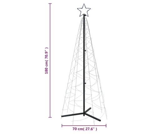 Árbol de Navidad cónico 200 LED azul 70x180 cm