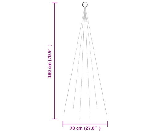 Árbol de Navidad en asta de bandera 108 LED blanco cálido 180cm