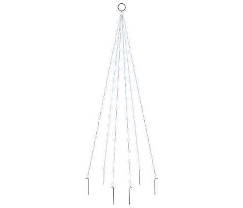 Árbol de Navidad en asta de bandera 108 LED blanco frío 180cm