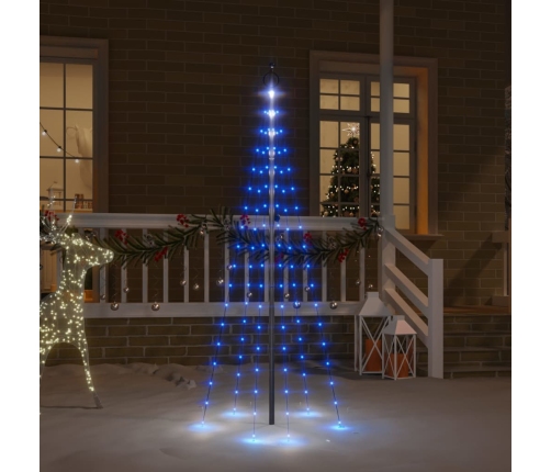 Árbol de Navidad en asta de bandera 108 LED azul 180 cm