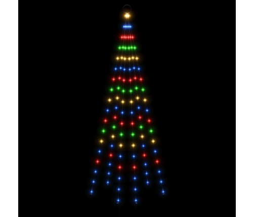 Árbol de Navidad en asta de bandera 108 LED de colores 180 cm