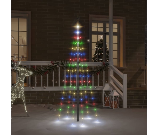 Árbol de Navidad en asta de bandera 108 LED de colores 180 cm