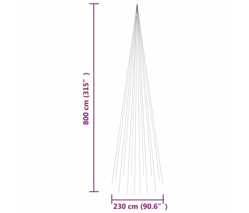 Árbol de Navidad en asta de bandera 1134LED blanco cálido 800cm