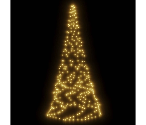 Árbol de Navidad en asta de bandera 200 LED blanco cálido 180cm