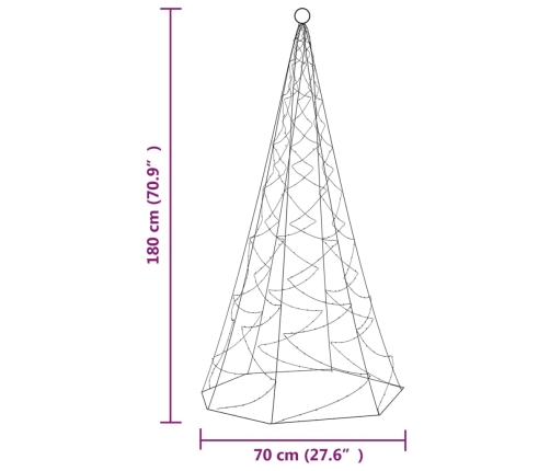 Árbol de Navidad en asta de bandera 200 LED blanco cálido 180cm