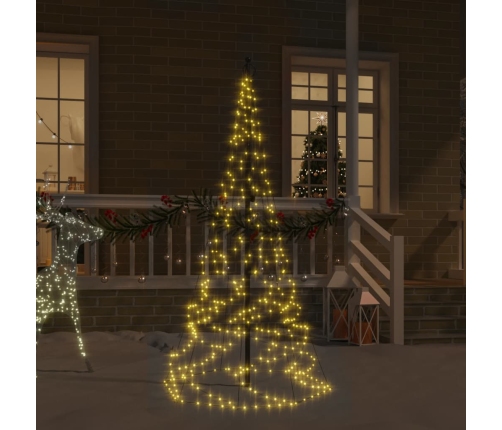 Árbol de Navidad en asta de bandera 200 LED blanco cálido 180cm