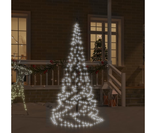 Árbol de Navidad en asta de bandera 200 LED blanco frío 180 cm