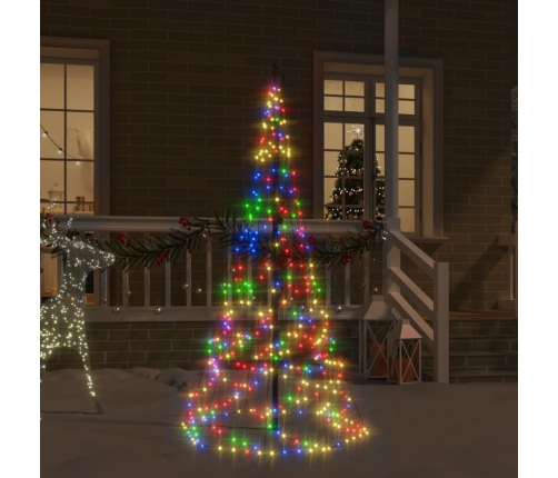 Árbol de Navidad en asta de bandera 200 LED de colores 180 cm