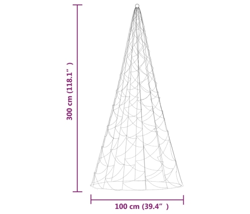 Árbol de Navidad en asta de bandera 500 LED blanco cálido 300cm