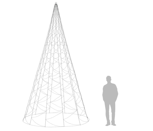 Árbol de Navidad en asta bandera 1400 LED blanco cálido 500cm