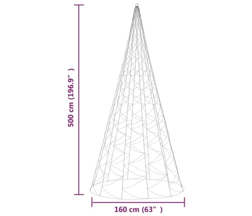 Árbol de Navidad en asta bandera 1400 LED blanco cálido 500cm