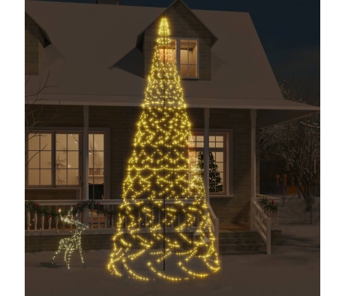 Árbol de Navidad en asta bandera 1400 LED blanco cálido 500cm