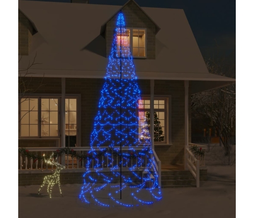 Árbol de Navidad en asta de bandera 1400 LED azul 500 cm