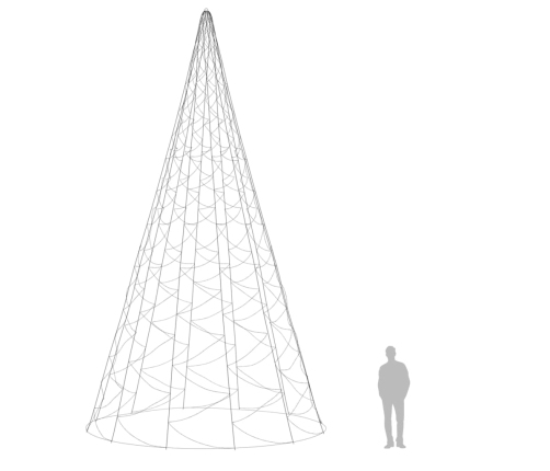 Árbol de Navidad en asta bandera 3000 LED blanco frío 800 cm