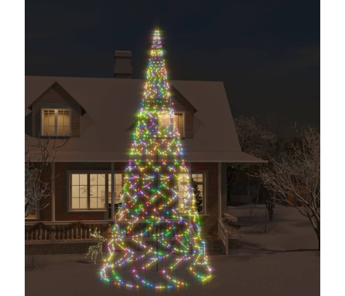 Árbol de Navidad en asta de bandera 3000 LED de colores 800 cm