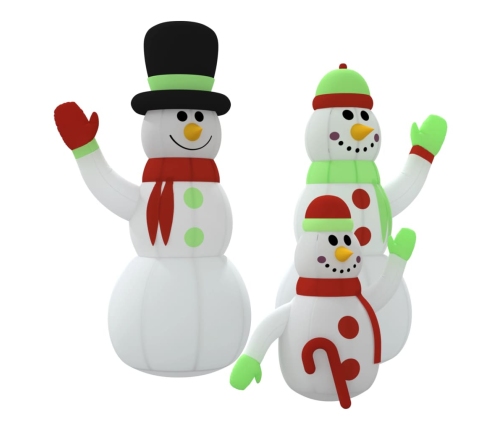 Familia de muñecos de nieve inflables con LED 360 cm