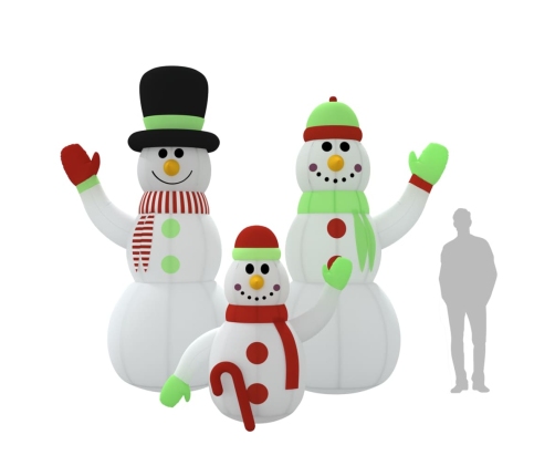 Familia de muñecos de nieve inflables con LED 360 cm