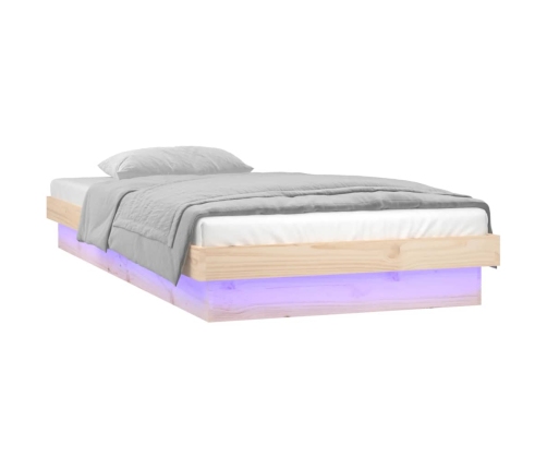 Estructura de cama LED sin colchón madera maciza 90x200 cm