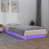 Estructura de cama LED sin colchón madera maciza 90x200 cm