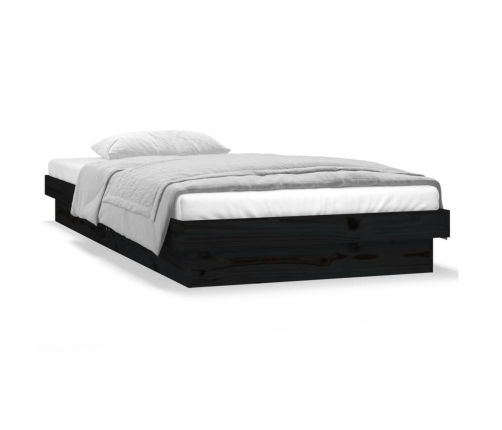 Estructura de cama con LED madera maciza negra 90x200 cm