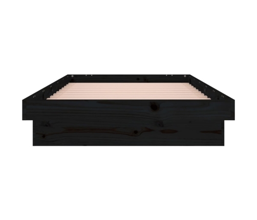 Estructura de cama con LED madera maciza negra 90x200 cm