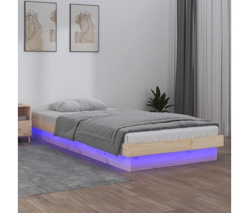 vidaXL Estructura de cama con LED madera maciza 100x200 cm