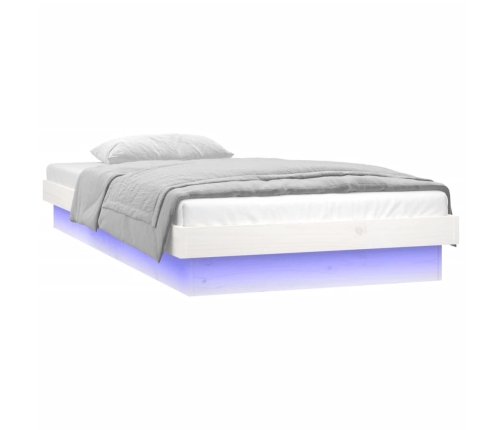 vidaXL Estructura de cama con LED madera maciza blanca 100x200 cm