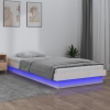 vidaXL Estructura de cama con LED madera maciza blanca 100x200 cm