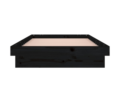 Estructura cama LED sin colchón madera maciza negro 100x200 cm