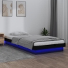 Estructura cama LED sin colchón madera maciza negro 100x200 cm