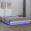 Estructura cama LED sin colchón madera maciza blanco 120x200 cm