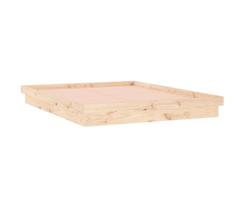 Estructura de cama LED sin colchón madera maciza 140x200 cm