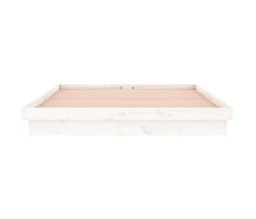 Estructura cama LED sin colchón madera maciza blanco 140x200 cm