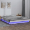 Estructura de cama doble LED sin colchón madera maciza blanco